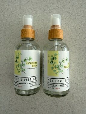 NWT ESet of 2 Eucalyptus Pillow & Room Sprays | Essential Oil Linen Mist 118m